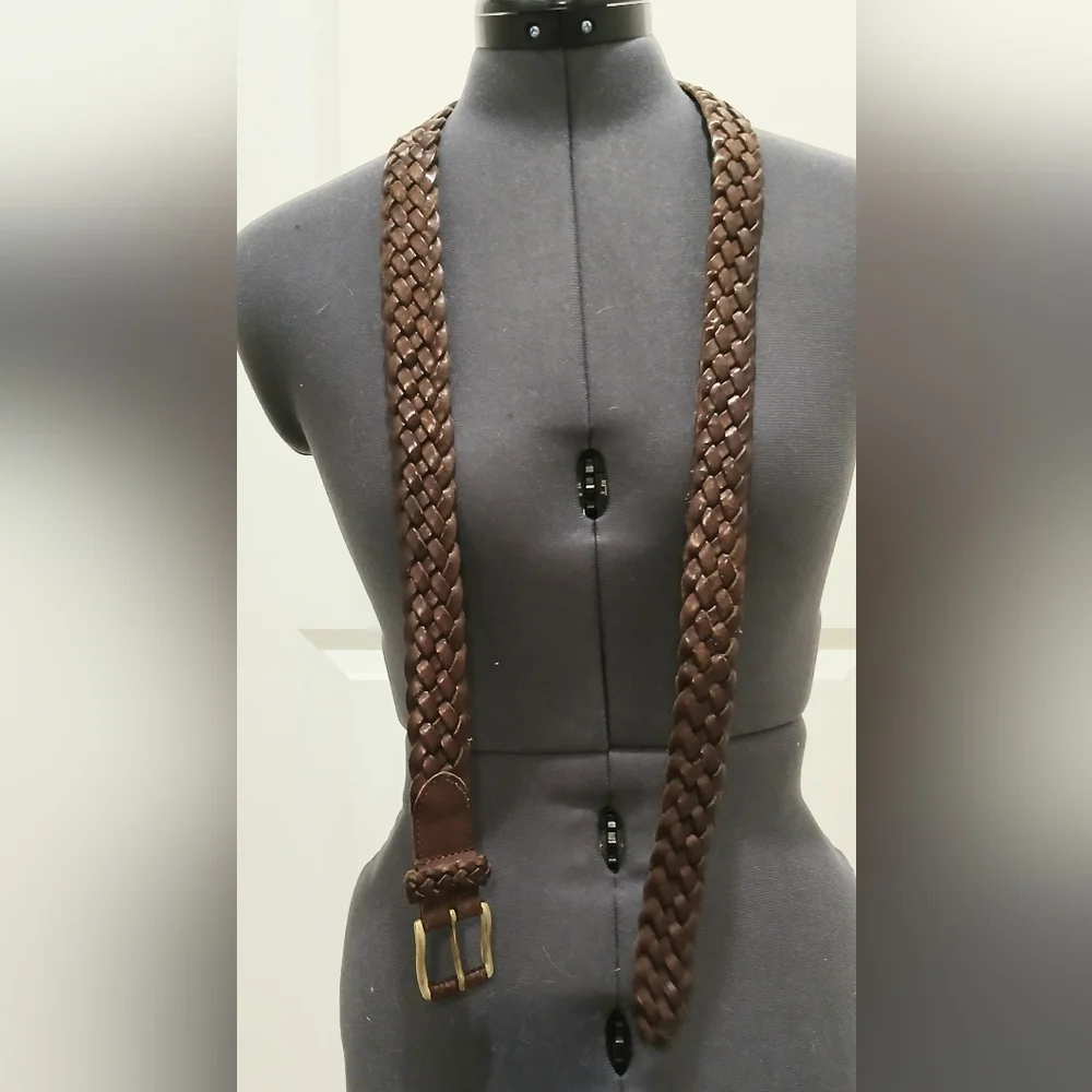 Men's Roundtree & Yorke‎ Brown Leather Braided Belt